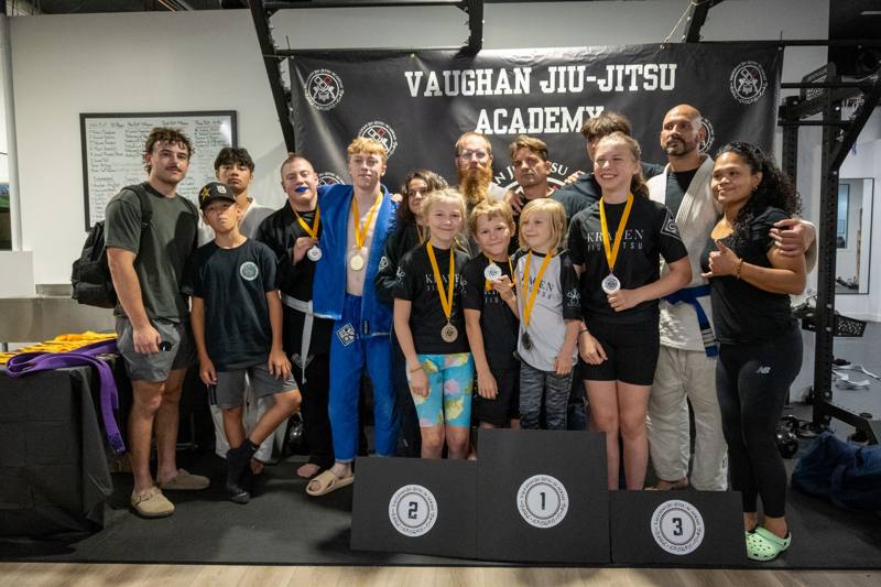 Kids podium with medals